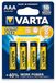 Varta Longlife AAA Piles Alcalines - 4 pièces