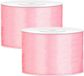 Partydeco Cadeaulint - 2x - lichtroze - 5 cm x 25 meter - satijn