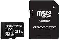 ARCANITE 256 GB microSDXC-geheugenkaart met adapter - UHS-I U3, A1, V30, 4K, C10, microSD - AKV30A1256