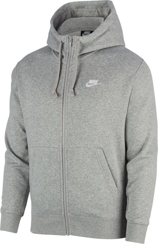 Nike Sportswear Club Fleece Men's Full-Zip Hoodie - Dk Grey Heather/Matte Silver/(White) - Size M