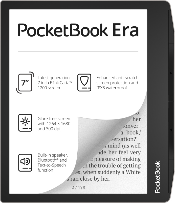PocketBook 700 Era Silver E-reader - 7" Touchscreen - 16GB - Black/Silver