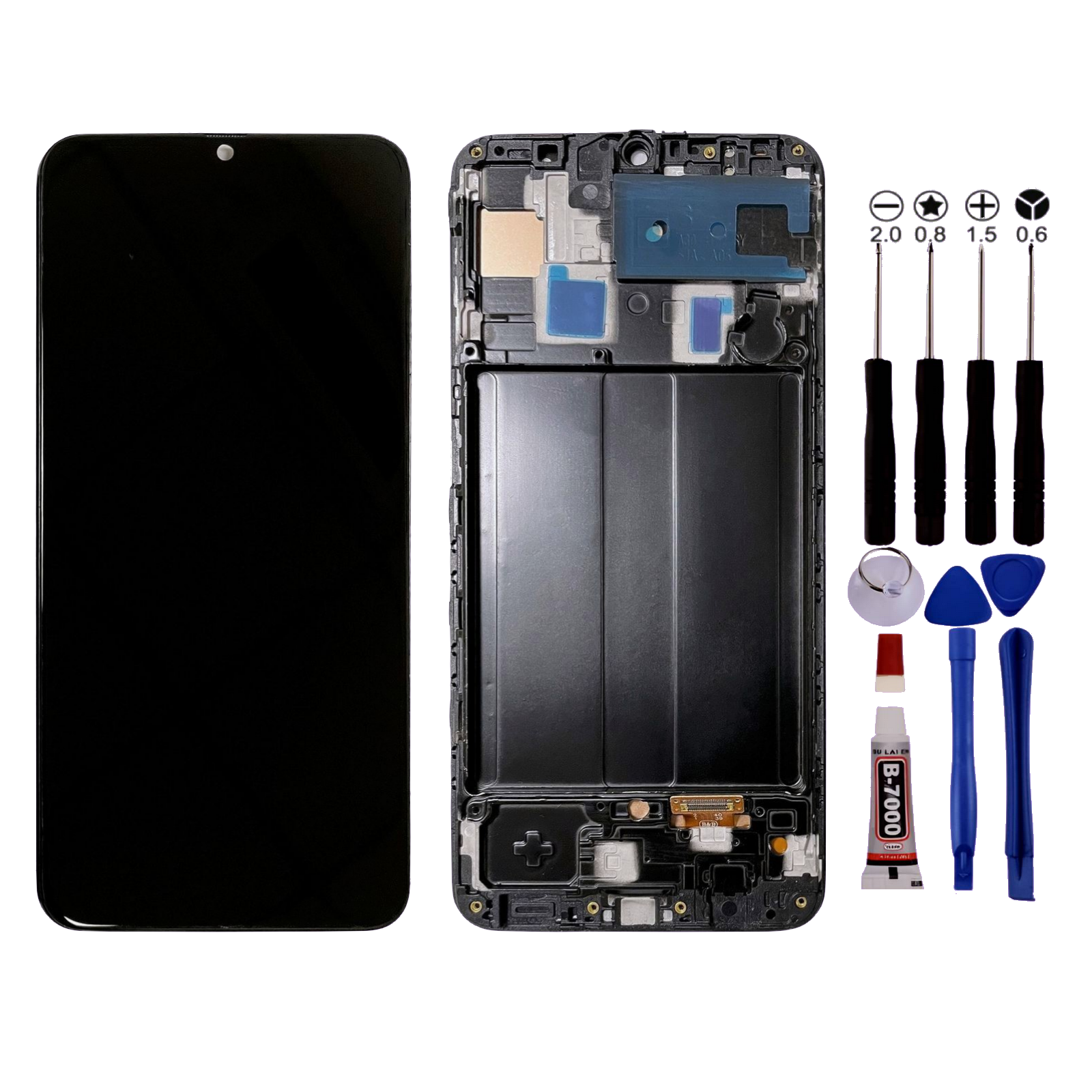 NONE Samsung Scherm voor Samsung A30 SM-A305 LCD + zwart zwart Seat + gereedschap + lijm
