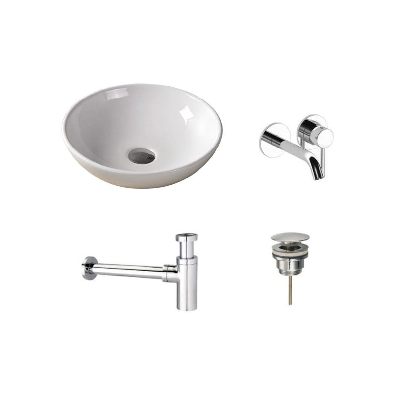 Badkamerplanet Waskomset Keramiek Valencia Chroom Inbouwkraan 41x41x12 cm