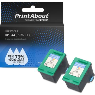 PrintAbout Huismerk HP 344 (C9363EE) Inktcartridge 3-kleuren Voordeelbundel