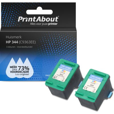 PrintAbout   Huismerk HP 344 (C9363EE) Inktcartridge 3-kleuren Voordeelbundel