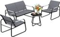 Outsunny Tuinsofa set - Gegalvaniseerd staal, Netweefsel - 111L x 71B x 75H cm - Grijs