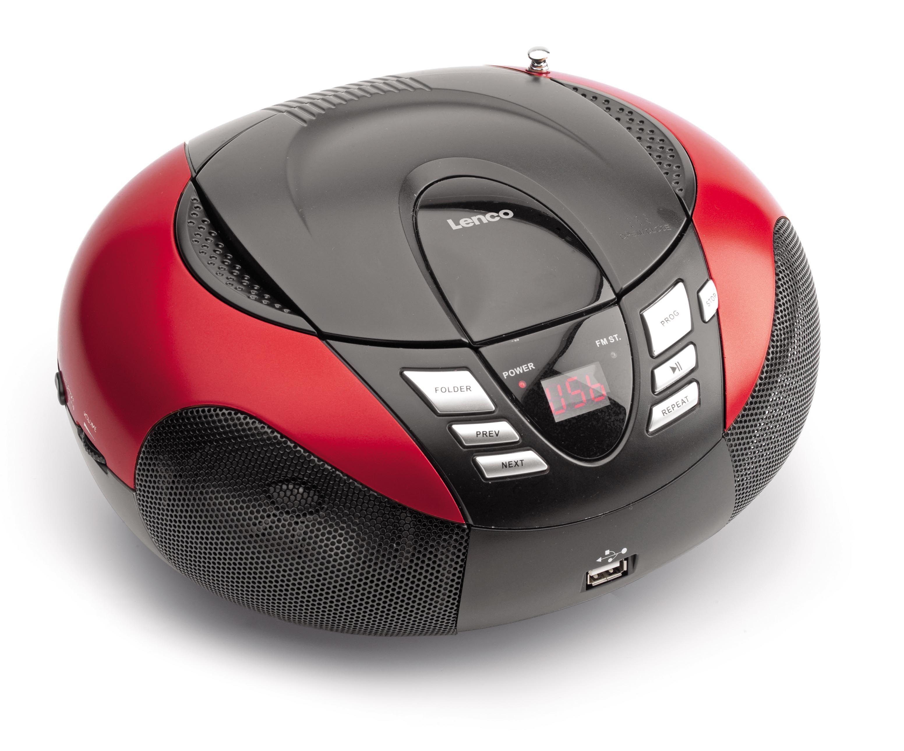 Lenco SCD-37 Draagbare Radio CD Speler met MP3 en USB - Zwart/Rood