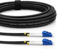 Elfcam - 300M Glasvezelkabel Buiten/Binnen LC/UPC-LC/UPC OS2 Monomode Enkelmodus 9/125μm LSZH Duplex Zwart