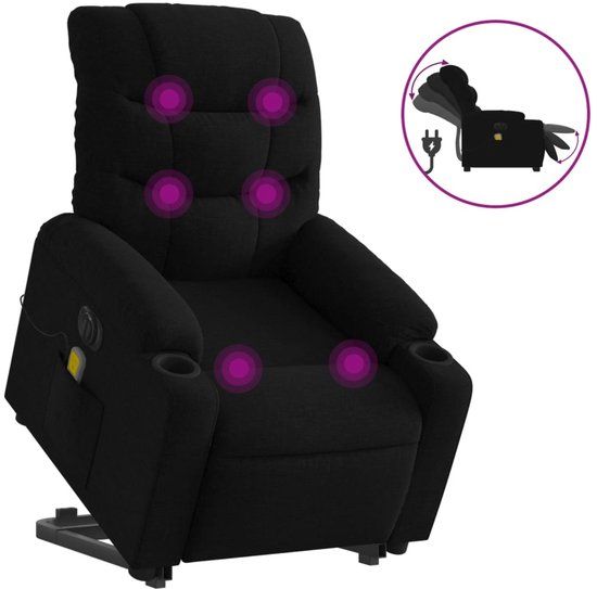 vidaXL Sta-op-massagestoel elektrisch verstelbaar stof zwart