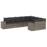 vidaXL Loungeset 10-delig met Kussens Poly Rattan Grijs