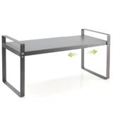 Cozary Uitbreidbaar kastrek (37 - 63 cm), keukenrek, robuust metalen kruidenrek, duurzaam, staand rek voor kast, keuken, werkblad, opslag, plank, badkamer en kantoor, grijs