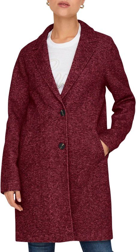 ONLY Sedona Carrie Coat Dames - Maat M - Donkerrood - Maat M - Jas