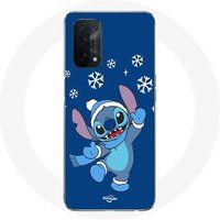 Maniacase Etui voor Oppo A54 5G Stitch sneeuw kerst blauw