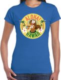 Bellatio Decorations Shoppartners Bv Hawaii feest t-shirt / shirt Aloha Hawaii voor dames - blauw - Hawaiiaanse party outfit / kleding/ verkleedkleding/ carnaval shirt L