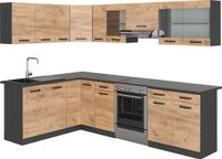 Vicco Hoekkeuken R-Line, Goudkleurig Eiken/Antraciet, 267 x 167 cm