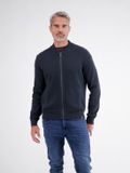 LERROS Vest van gebreid katoen met een subtiele, platte kraag, Maat: M, Kleur: CLASSIC NAVY