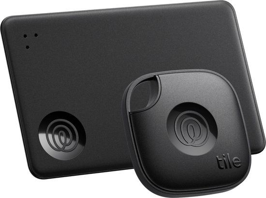 Tile Life360 Starter Set - Krachtige Bluetooth trackers voor sleutels, tassen, portemonnee en meer - 2-Pack in Zwart (1x Mate/ 1x Slim)