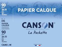 CANSON Transparant papier, 24 x 32 cm, 12 vellen, 90 g/m², met verwijderbare kleefpunten