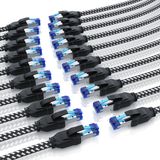 Primewire set de 20 pièces, câble patch CAT 8, 40 Gbit/s, câble réseau, S/FTP double blindage, connecteurs RJ45, contacts plaqués or, 20 pièces, 0,5 mètre, noir