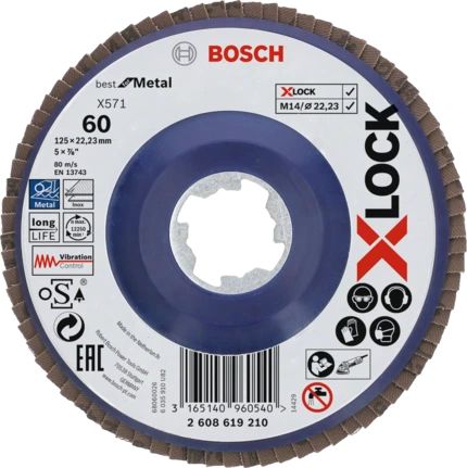 Bosch Professional Bosch X571 Grinding Disc - 12.5 cm - 60 Grit - Stainless Steel/Steel