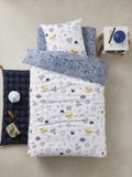 Vertbaudet Dekbedovertrekset Kinderbed COSMOS Basics Blauw/Meerkleurig Katoen Junior
