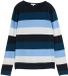 Tom Tailor - Gebreide trui met ronde hals - Maat XXXL - big teal knit stripe