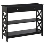 HOMCOM Neo-retro consoletafel, 2 laden, 100 l x 30,5 b x 80 h, zwart