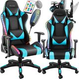 tectake® Gamingstoel met massagefunctie - Zwart/Azuur