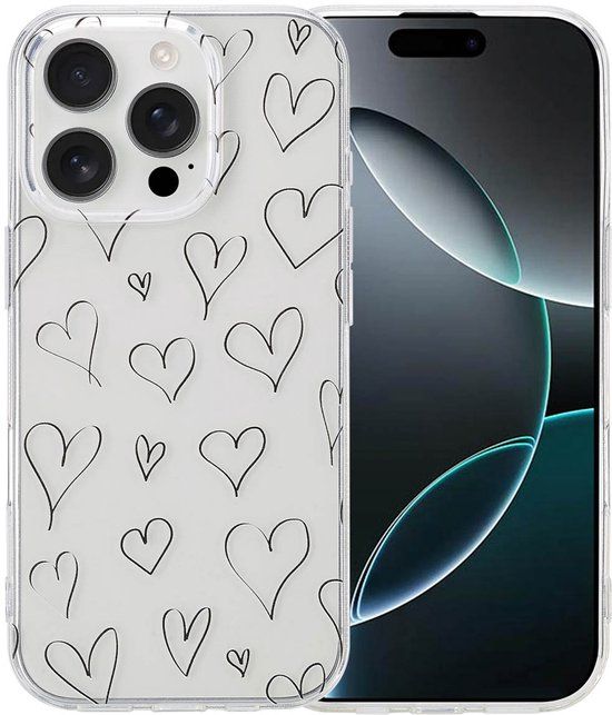 imoshion Hoesje - Geschikt voor Apple iPhone 16 Pro - Design hoesje verpakking - Hearts