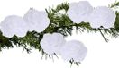 Merkloos Kerstboomversiering Bloemen - 6x stuks - 9 cm - wit glitter - op clip - ornament