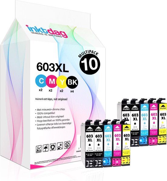 inktdag inktcartridges voor Epson 603/603XL - 10 Kleuren Multipack - Compatibel met Epson Expression Home/WorkForce printers