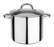 GSW Stahlwaren GmbH voorraadpot met glazen deksel, 24 x 22 cm, 10 l, roestvrij staal, zilver/helder, 30 x 24 x 22 cm