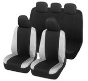 Auto Lupex Auto Accessori Autostoelhoezen, compatibel met Panda 2. Serie 169 en 319, stof, polyester-katoen, complete set (zwart - lichtgrijs met volledige rugleuning)