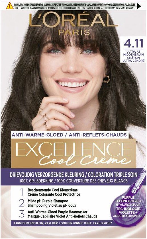 L’Oréal Paris Excellence Cool Crème 4.11 - Ultra As Bruin - Permanente Haarverf