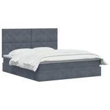 vidaXL Bed met opbergruimte en matras, Donkergrijs, 140 x 200 cm, Fluweel