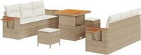 vidaXL Tuinbank Set 9-delig Beige en Crème