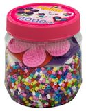Hama Perlen 2051 Strijkkralenblik met ca. 4.000 kleurrijke midi knijpkralen met een doorsnede van 5 mm in een kleurenmix en 3 steekplaatjes, creatief knutselplezier voor jong en oud