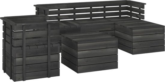 vidaXL 6-delige Loungeset pallet massief grenenhout donkergrijs