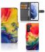 B2Ctelecom Hoesje Samsung Galaxy S22 Plus Watercolor Dark Book Case Kunstleer/TPU Abstract/Design