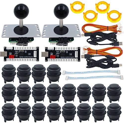SJ@JX 2 Player Arcade Game Controller DIY Kit Matt Frosted Microswitch Button Twins USB Encoder Zero Delay 4&8 Way Arcade Fighting Joystick Controller for PC MAME Respberry Pi Retropie