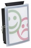 HAN IMAGE'IN 4102-13 Verzamelbox met transparante afsluitbare deur en verwisselbaar motief, stembus, dispenserbox, actiebox - voor wandmontage of vrijstaand met poten, zwart