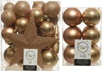 Decoris Kunststof Kerstballen Camel Bruin - 45 stuks