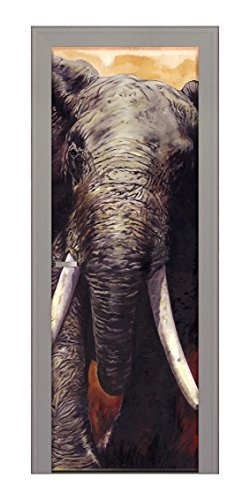 Decoralive decoratieve afbeelding voor deur Olifant 83.00x211.00x0.05 cm multicolor