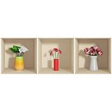 Ambiance Muursticker 3D-effect, rode en witte bloemen, 30 x 90 cm