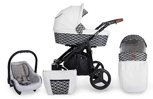 Lux4Kids Kinderwagen 3in1 2in1 Isofix kinderwagen set + accessoires Kleurselectie Rotax Black van ChillyKids White Magic 02 2in1 zonder autostoel