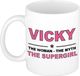 Bellatio Decorations Naam cadeau Vicky - The woman, The myth the supergirl koffie mok / beker 300 ml - Oudroze Keramiek