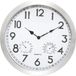 Atmosphera Wandklok/muur klok Home Data - Met thermometer en hygrometer - D40 cm - metaal - zilver