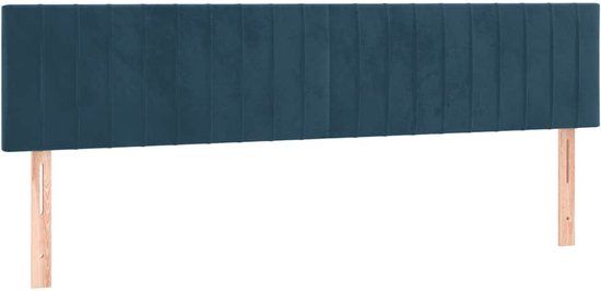 vidaXL Hoofdbord 160x5x78/88 cm fluweel donkerblauw