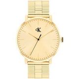 Calvin Klein Driehandig Kwartsuurwerk, Goudkleurig Ck Real-Collectie Met Goudkleurige Roestvrijstalen Armband - 25200549