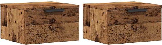 vidaXL Nachtkastjes wandgemonteerd 2 st 34x30x20 cm oud houtkleurig